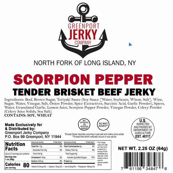Scorpion Pepper Tender Brisket Beef Jerky