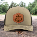 Greenport Jerky Company — Richardson 112 Trucker Hat with Custom Leather Patch. NOT AVAILABLE UNTIL DEC 15, 2025 PRE-ORDER YOURS NOW